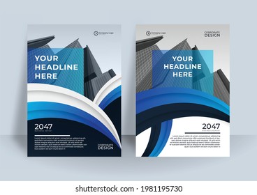 Blue and red color scheme with geometric background business Book cover design template in A4. Can be use for brochure, annual report, poster, corporate presentation, portfolio, flier, banner, website