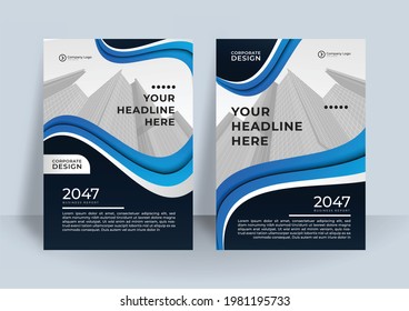 Blue and red color scheme with geometric background business Book cover design template in A4. Can be use for brochure, annual report, poster, corporate presentation, portfolio, flier, banner, website