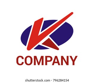 blue and red color typography K letter flat design idea logo illustration