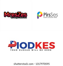 Blue red colorful line art star american flag word mark logo design concept suitable for lettering typeface government candy
