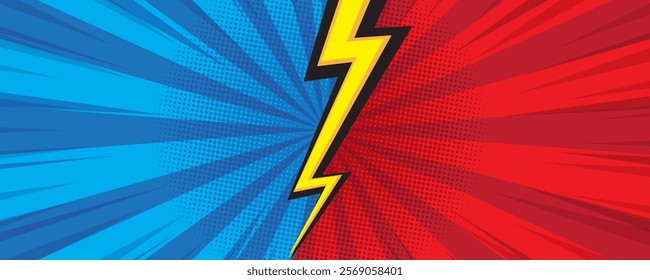 blue and red comic background for versus or VS banner background template