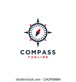 Blue and red compass icon vektor logo design 