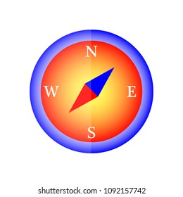 Blue and red compass illustration isolated on a white background