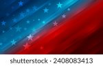 Blue and red concept smooth USA flag abstract vector background with stars and stripes