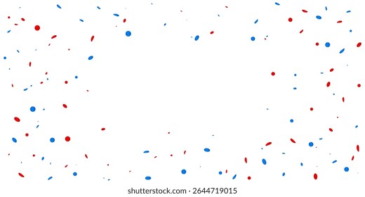Blue and Red Confetti on White Background. Congratulations Wallpaper. Celebration Party Banner. Happy Birthday. American Flags Color Concept. Vector Illustration