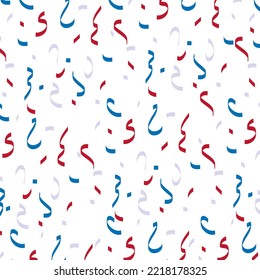 Blue And Red Confetti Pattern Background On White Background