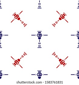 Blue and red Construction jackhammer icon isolated seamless pattern on white background.  Vector Illustration