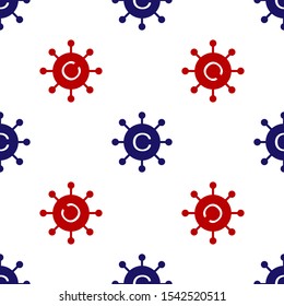Blue and red Copywriting network icon isolated seamless pattern on white background. Content networking symbol. Copyright sign. Copywriting network sign.  Vector Illustration