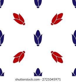 Icono de maíz azul y rojo aislado sin patrón sobre fondo blanco.  Vector