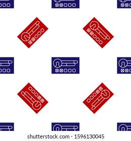 Blue and red Create account screen icon isolated seamless pattern on white background.  Vector Illustration