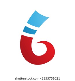 Blue and Red Curly Spike Shape Letter B Icon on a White Background