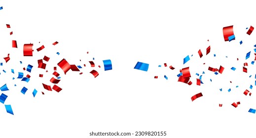 Blue and red cut out foil ribbon background. Design element for web, cards, flyers, invitations. Vector illustration.