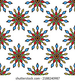 blue red cute seamless geometric mandala pattern design. traditional styled tile.