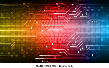 Blue red cyber circuit future technology concept background
