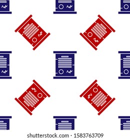 Blue and red Decree, paper, parchment, scroll icon icon isolated seamless pattern on white background.  Vector Illustration