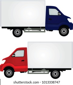Blue and red delivery truck. vector illustration