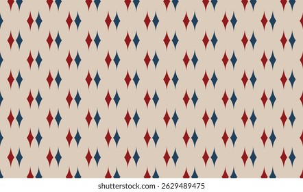 blue red diamond pattern cream background wallpaper suitable for textile printing