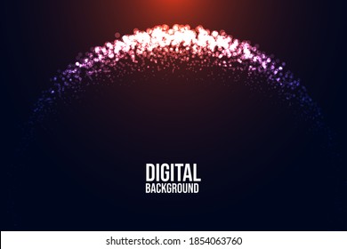 Blue and red digital technology frame with text space. neon light particles in digital curved shape. vector illustration.