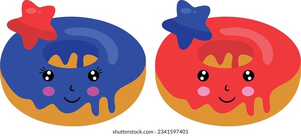 Blue and red donuts for 4th july party
