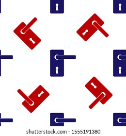 Blue and red Door handle icon isolated seamless pattern on white background. Door lock sign.  Vector Illustration