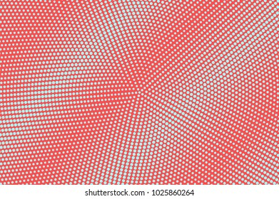 Blue red dotted halftone. Centered diagonal dotted gradient. Half tone vector background. Abstract futuristic texture. Grey ink dot on red backdrop. Modern pop art design template. Halftone texture