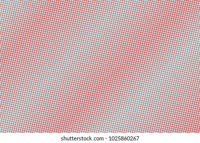 Blue and red dotted halftone. Frequent grungy dotted gradient. Half tone vector background. Abstract futuristic texture. Grey ink dot on red backdrop. Modern pop art design template. Halftone texture