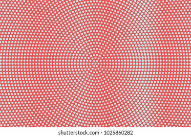 Blue and red dotted halftone. Vibrant radial dotted gradient. Half tone vector background. Abstract futuristic texture. Grey ink dot on red backdrop. Modern pop art design template. Halftone texture
