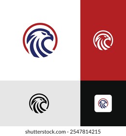 Blue And Red Eagle Head Logo Designs Modern Simple Minimalist