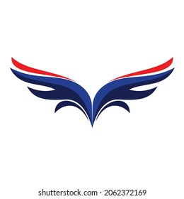 blue red eagle wings symbol vector design