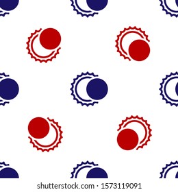 Blue and red Eclipse of the sun icon isolated seamless pattern on white background. Total sonar eclipse.  Vector Illustration