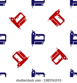 Blue and red Electric construction stapler icon isolated seamless pattern on white background. Working tool.  Vector Illustration