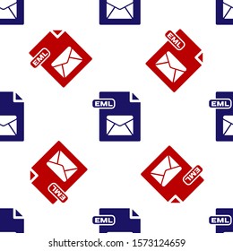 Blue and red EML file document. Download eml button icon isolated seamless pattern on white background. EML file symbol.  Vector Illustration
