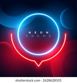 Vector de diseño de fondo de marco de neón vacío azul y rojo