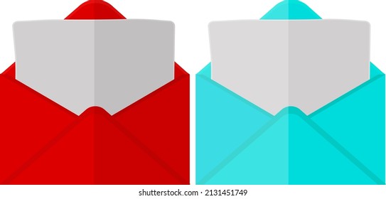 Blue and red envelopes, illustration, vector on a white background.