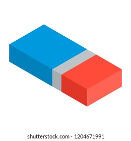 Blue red eraser icon. Isometric of blue red eraser vector icon for web design isolated on white background