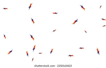 Blue and red falling gradient stars on white background