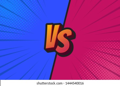 Blue and Red Fighter Background Versus Screen, Vector Illustration.
