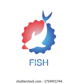 blue red fish logo design vector