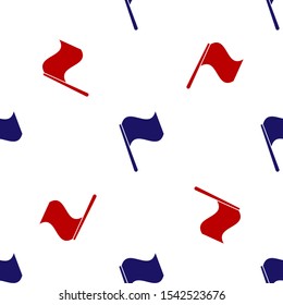 Blue and red Flag icon isolated seamless pattern on white background.  Vector Illustration