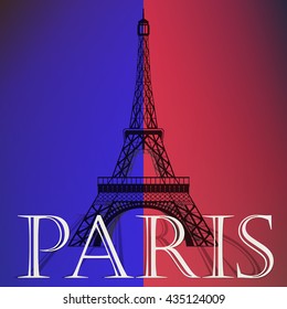 Blue and Red flag of Paris. Paris monument. Eiffel tower.
Heritage of Paris. Vector illustration of Paris Eiffel tower.