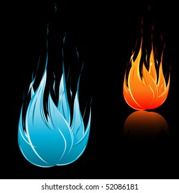 Blue and red flame icons vector