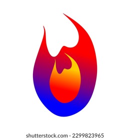 blue and red flame illustration isolated white background