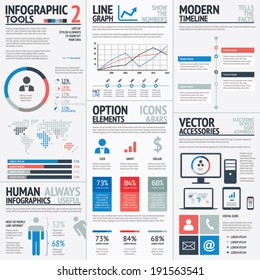 Blue And Red Flat Simple Vector Infographic Elements