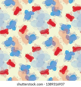 Blue and red flat style abstract vector banner seamless pattern. Modern geometric liquid form. Modern template. Vector illustration eps10