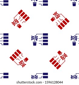 Blue and red Flower analysis icon isolated seamless pattern on white background.  Vector Illustration