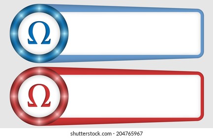 blue and red frames for any text with omega symbol