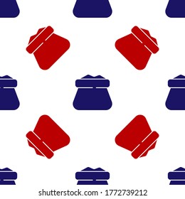 Blue and red Full sack icon isolated seamless pattern on white background. Vector