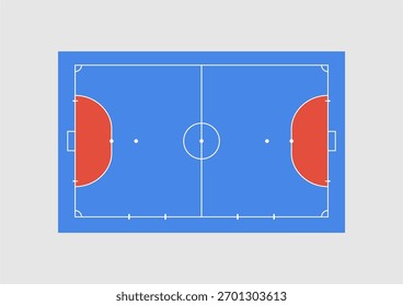 Blue and Red Futsal Field Vector for Sports Education and Design