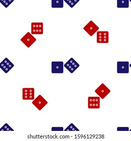 Blue and red Game dice icon isolated seamless pattern on white background. Casino gambling.  Vector Illustration