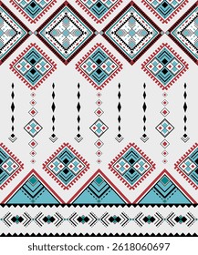 Blue and red Geometric Ethnic pattern on white background
print on fabric, tile, carpet, vector,cover book,Packaging,decorative,
illustration design